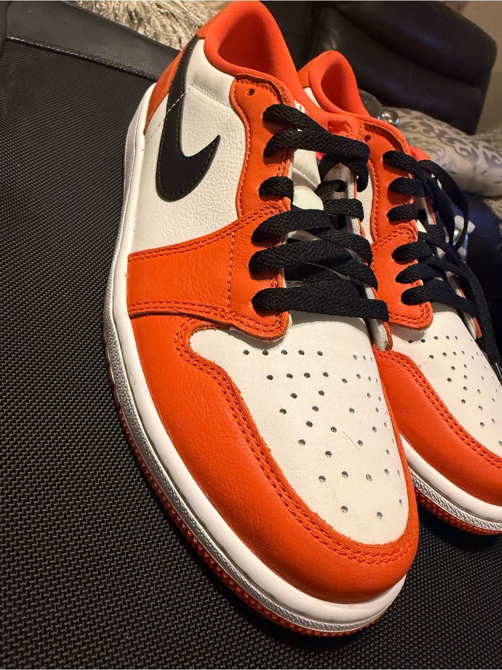 Nike White, Orange & Black Low-Top Sneakers